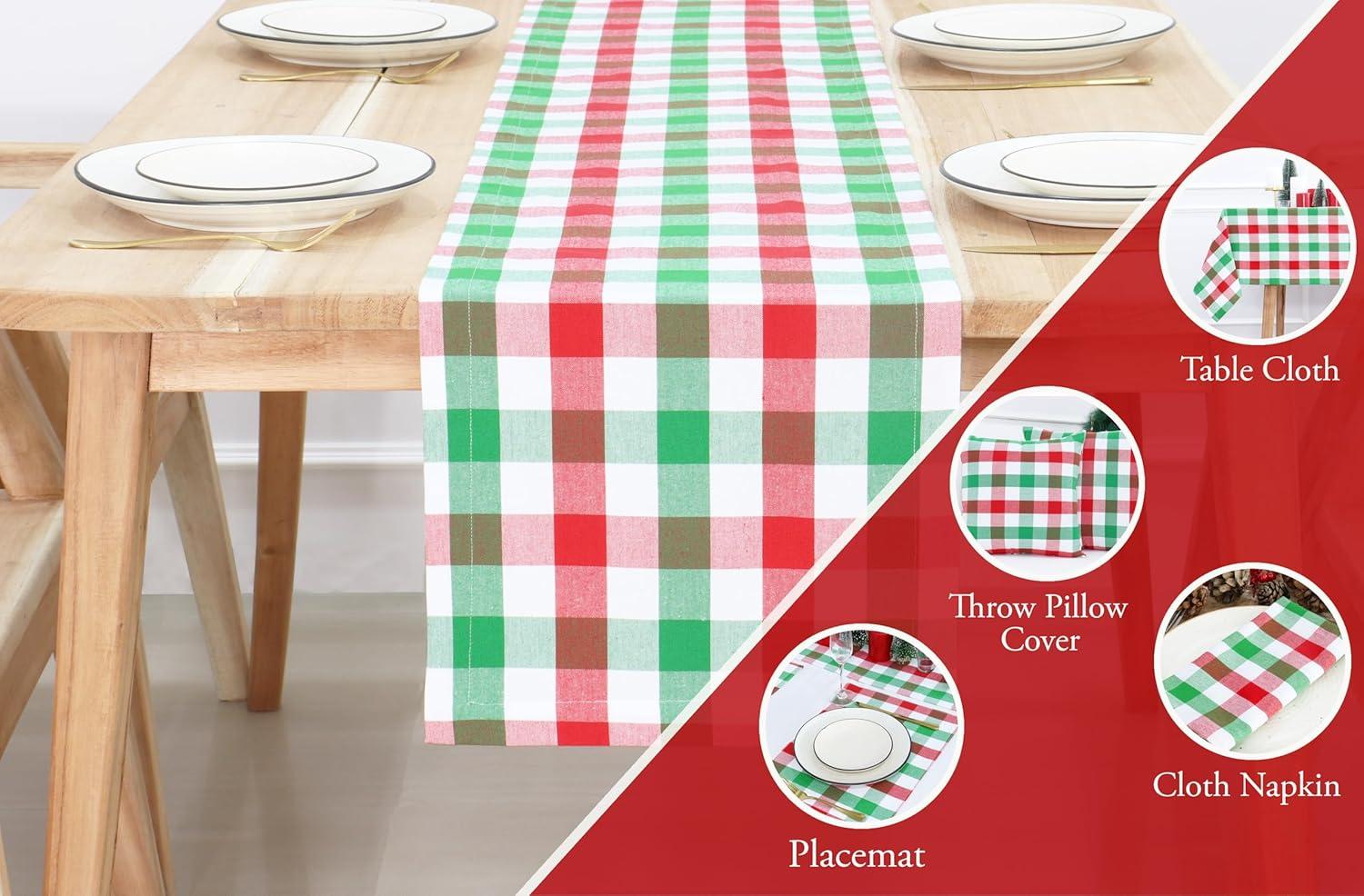 imagePurpleEssences Homestead Plaid Table Runner 14 x 90 inch Classic Farmhouse 100 Cotton Checkered Table Runner Fall Thanksgiving Beige and White14 x 90 Inch