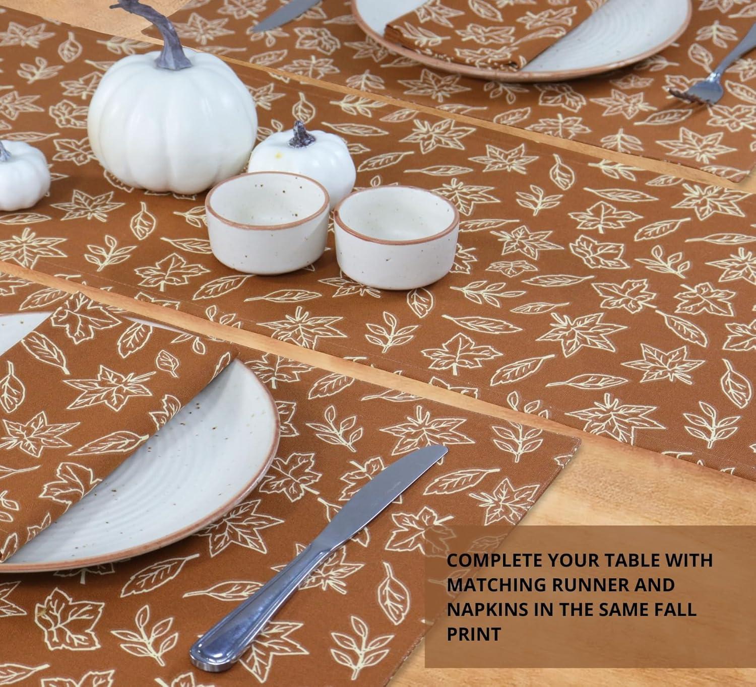 imagePurpleEssences Fall Napkins 18x18 Inch Set of 6 Table Runner 13 x 72 Inch Pack of 1 Placemats 13 x 19 Inch Set of 4 and Throw Pillow Cover 18 x 18 Inch Set of 2100 Cotton Jora