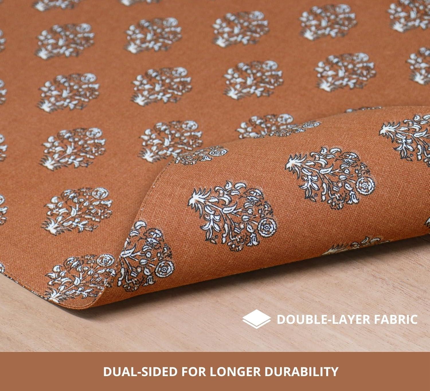 imagePurpleEssences Fall Napkins 18x18 Inch Set of 6 Table Runner 13 x 90 Inch Pack of 1 Placemats 13 x 19 Inch Set of 4 and Throw Pillow Cover 18 x 18 Inch Set of 2100 Cotton Goldenrod Rust