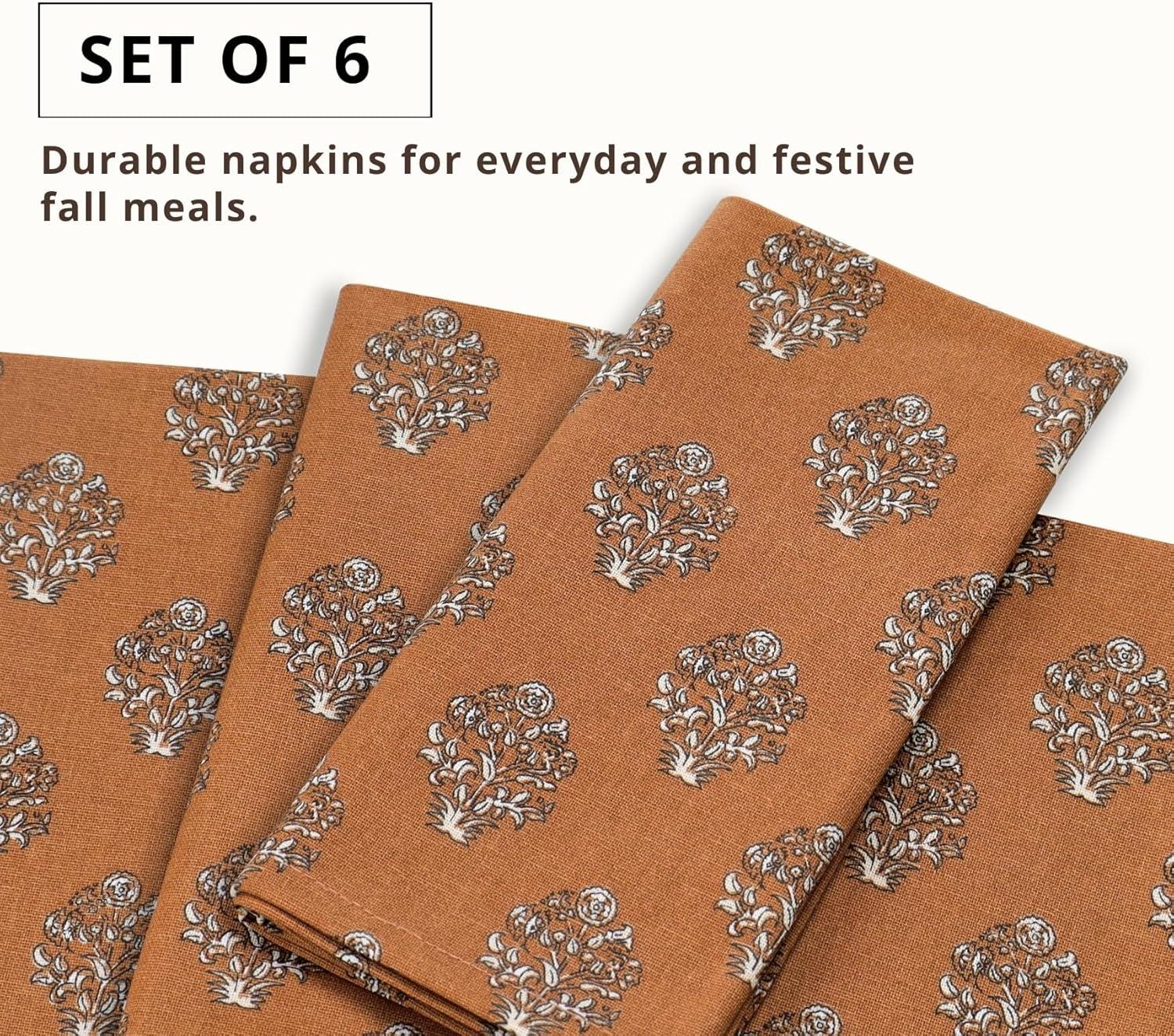 imagePurpleEssences Fall Placemats Set of 4 13x19 Inch and Table Napkins Set of 618 x 18 Inch 100 Cotton Goldenrod Rust