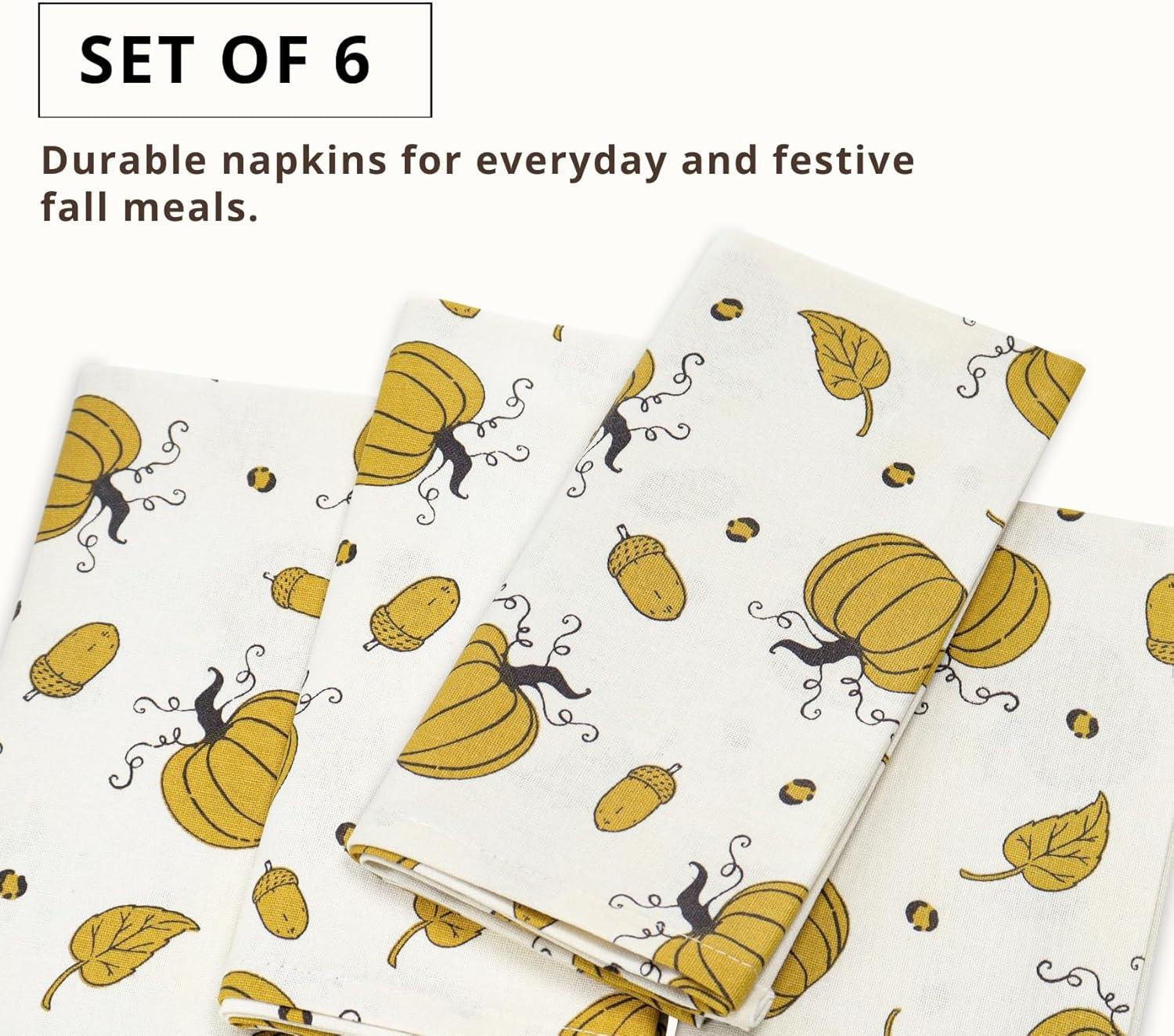 imagePurpleEssences Fall Pumpkin Placemats Set of 4 13x19 Inch and Table Napkins Set of 618 x 18 Inch 100 Cotton Acorn