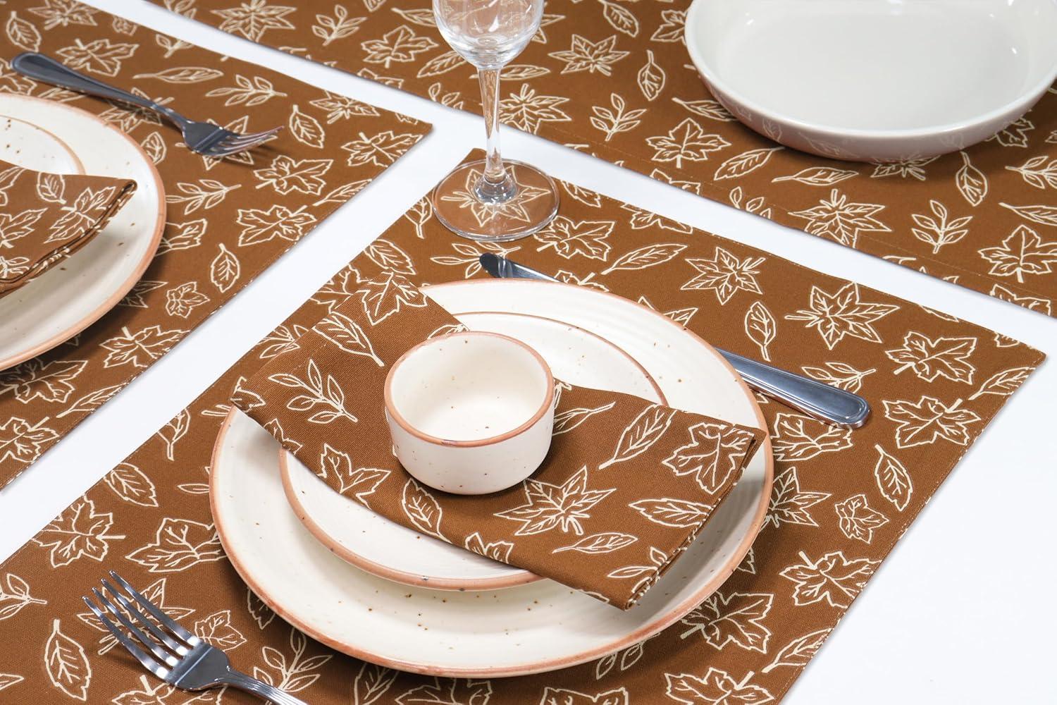 imagePurpleEssences Fall Table Runner 13 x 72 Inch Pack of 1 and Table Placemats 13 x 19 Inch Set of 4 100 Cotton Jora