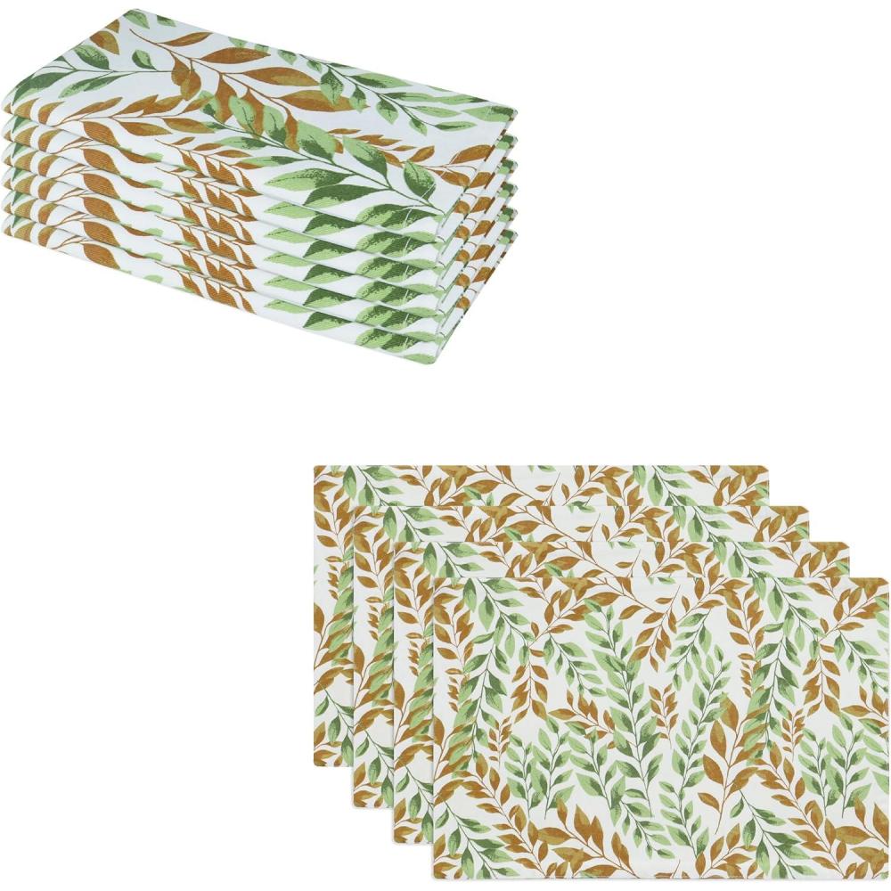 imagePurpleEssences Fall Harvest Decor Thanksgiving 100 Cotton Napkin 18x18 Inch Set of 6 Table Placemat 13x19 Inch Set of 4 Sage n Autumn