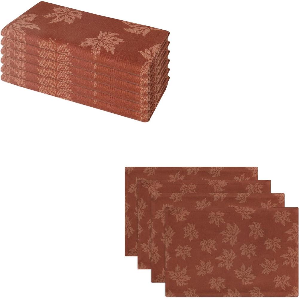 imagePurpleEssences Rustic Damask Maple Leaves Fall Table Napkin 18x18 Inch Set of 6 Table Placemat 13x19 Inch Set of 4 Jacquard