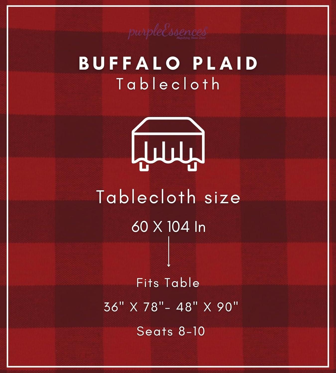 imagePurpleEssences 4th of July Buffalo Plaid Tablecloth Water Resistant Wipeable Washable Checkered Table Cloth for Outdoor Picnic Dining 52 x 52 Inch Labor Day Red Blue and WhiteBuffalo Plaid RedBlack