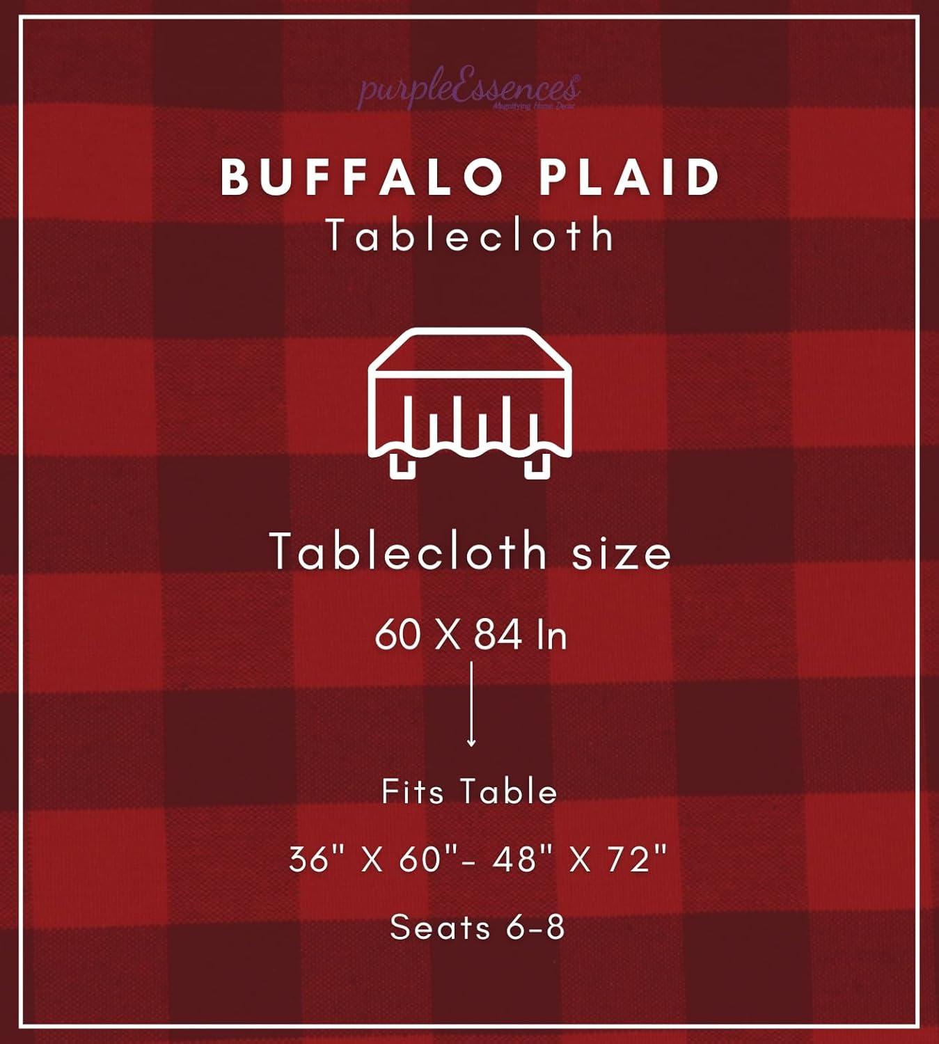 imagePurpleEssences 4th of July Buffalo Plaid Tablecloth Water Resistant Wipeable Washable Checkered Table Cloth for Outdoor Picnic Dining 52 x 52 Inch Labor Day Red Blue and WhiteBuffalo Plaid RedBlack