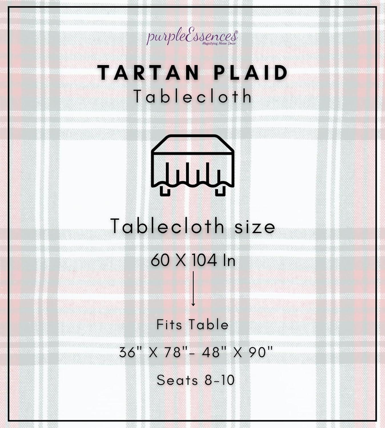 imagePurpleEssences 4th of July Buffalo Plaid Tablecloth Water Resistant Wipeable Washable Checkered Table Cloth for Outdoor Picnic Dining 52 x 52 Inch Labor Day Red Blue and WhiteTartan Plaid RedWhite