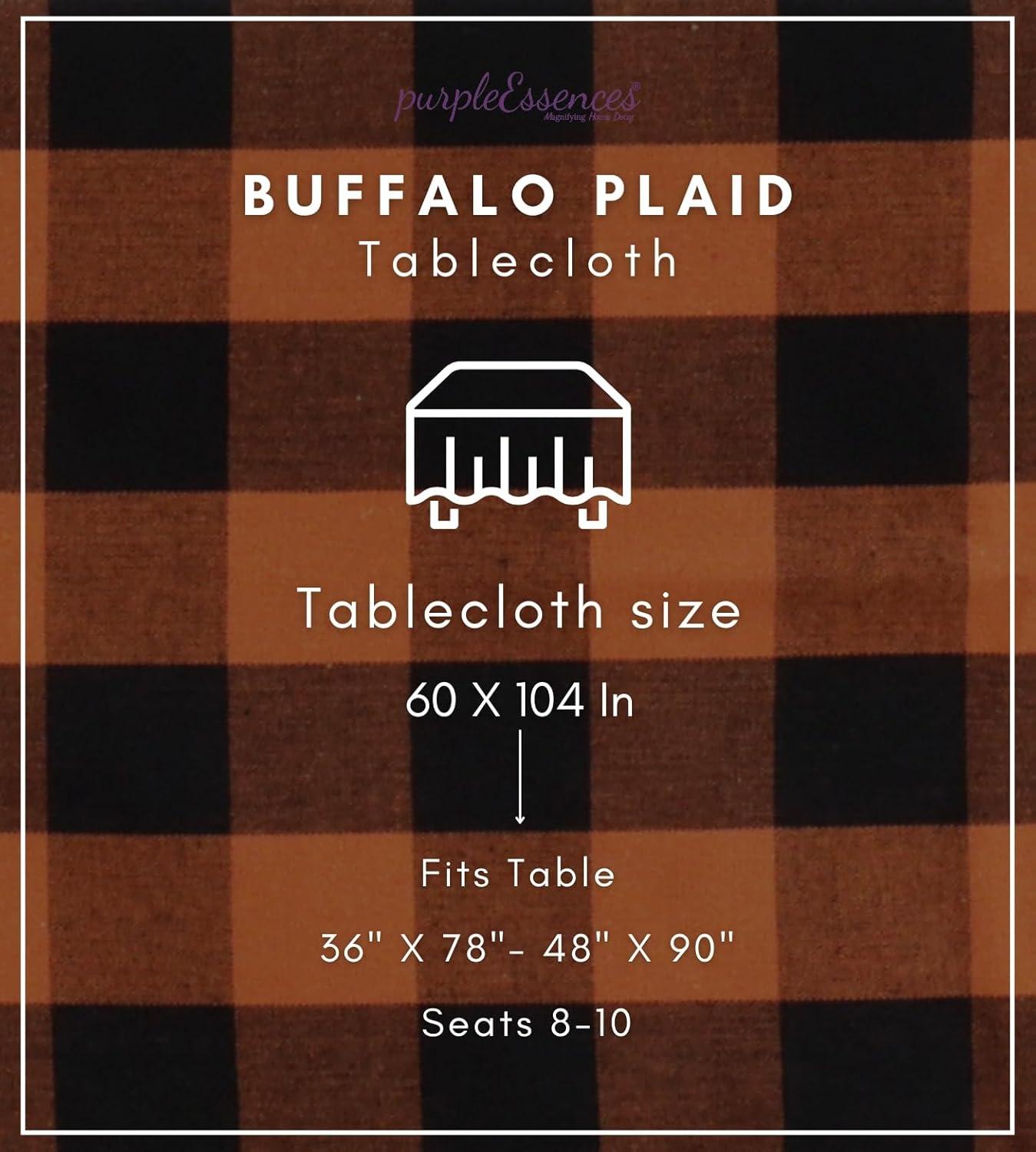 imagePurpleEssences 4th of July Buffalo Plaid Tablecloth Water Resistant Wipeable Washable Checkered Table Cloth for Outdoor Picnic Dining 52 x 52 Inch Labor Day Red Blue and WhiteBuffalo Plaid OrangeBlack