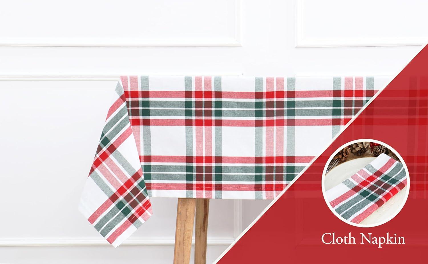 imagePurpleEssences 4th of July Buffalo Plaid Tablecloth Water Resistant Wipeable Washable Checkered Table Cloth for Outdoor Picnic Dining 52 x 52 Inch Labor Day Red Blue and WhiteHomestead Plaid RedGreenWhite
