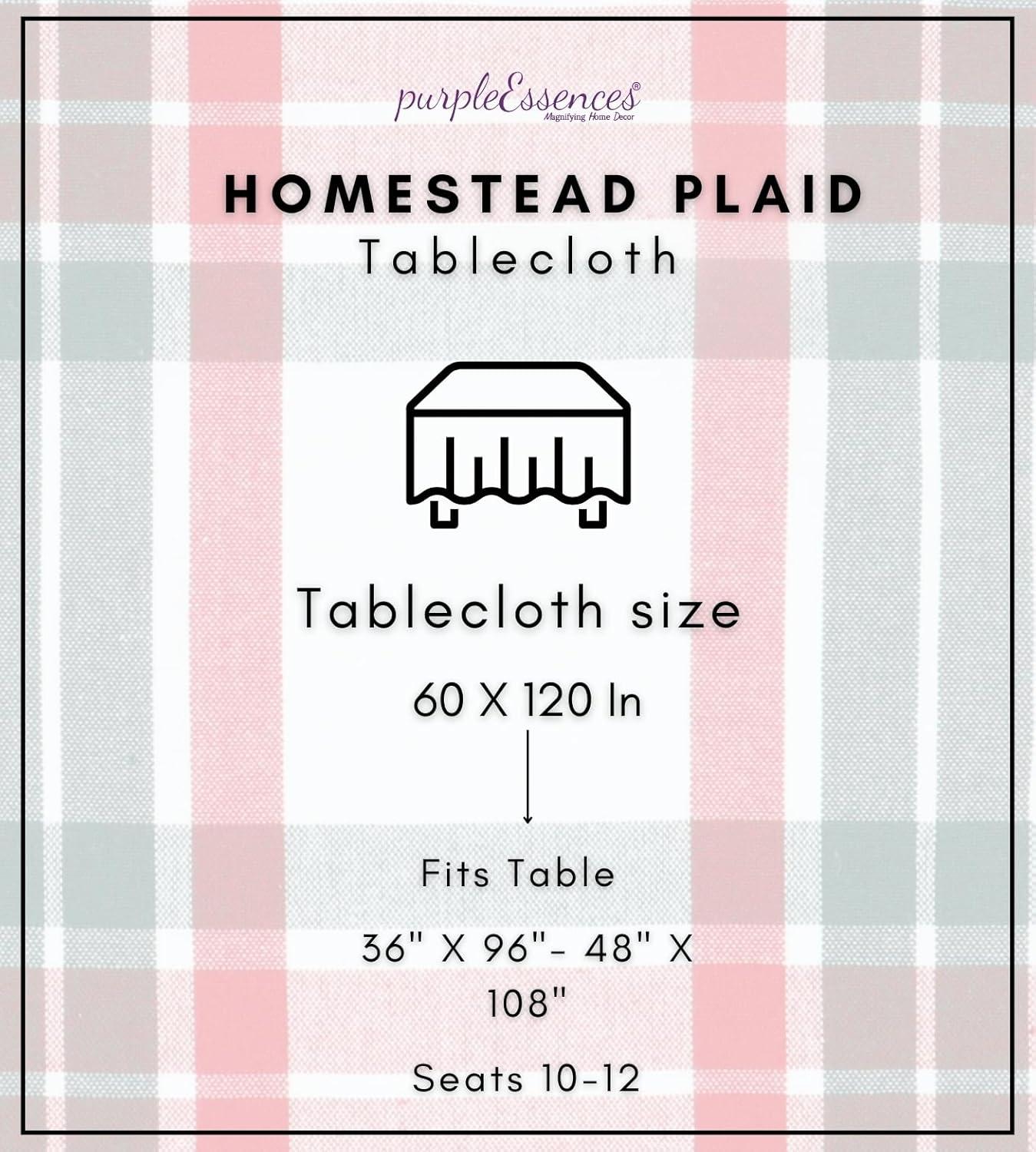 imagePurpleEssences 4th of July Buffalo Plaid Tablecloth Water Resistant Wipeable Washable Checkered Table Cloth for Outdoor Picnic Dining 52 x 52 Inch Labor Day Red Blue and WhiteHomestead Plaid RedGreenWhite