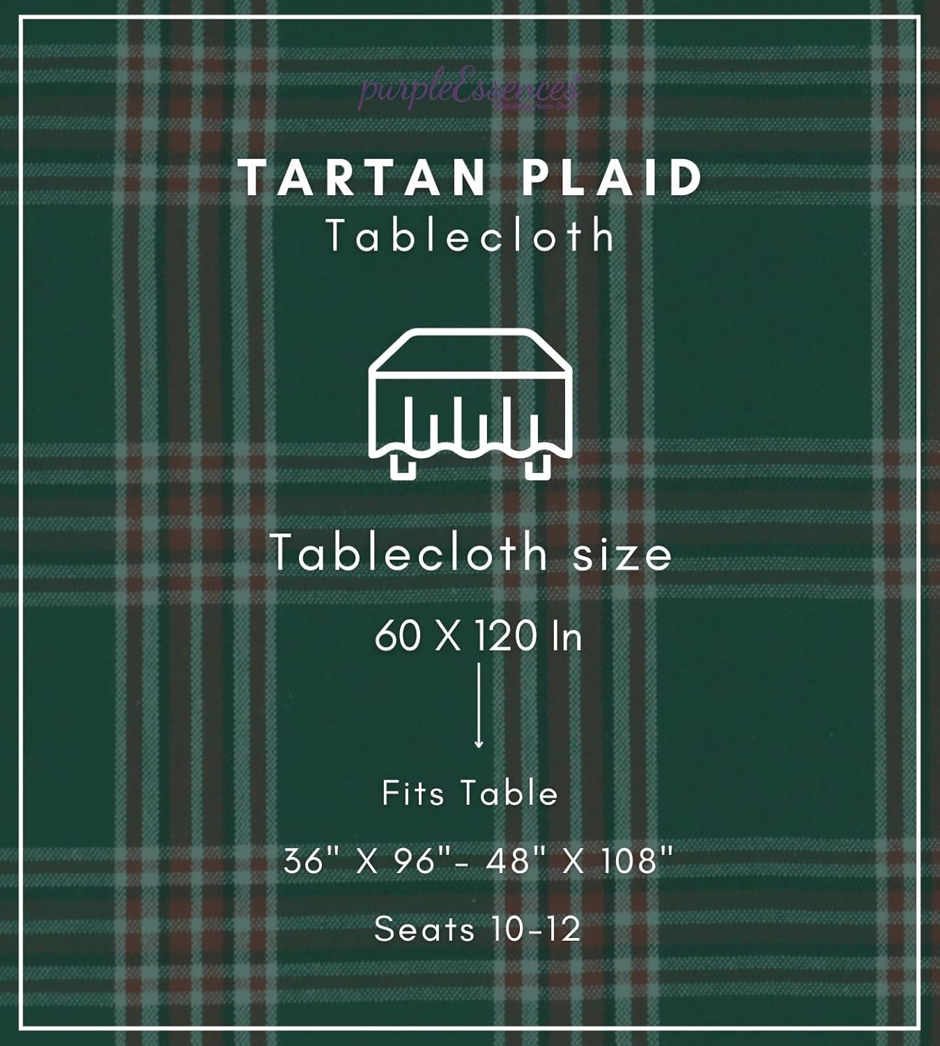 imagePurpleEssences 4th of July Buffalo Plaid Tablecloth Water Resistant Wipeable Washable Checkered Table Cloth for Outdoor Picnic Dining 52 x 52 Inch Labor Day Red Blue and WhiteTartan Plaid Green