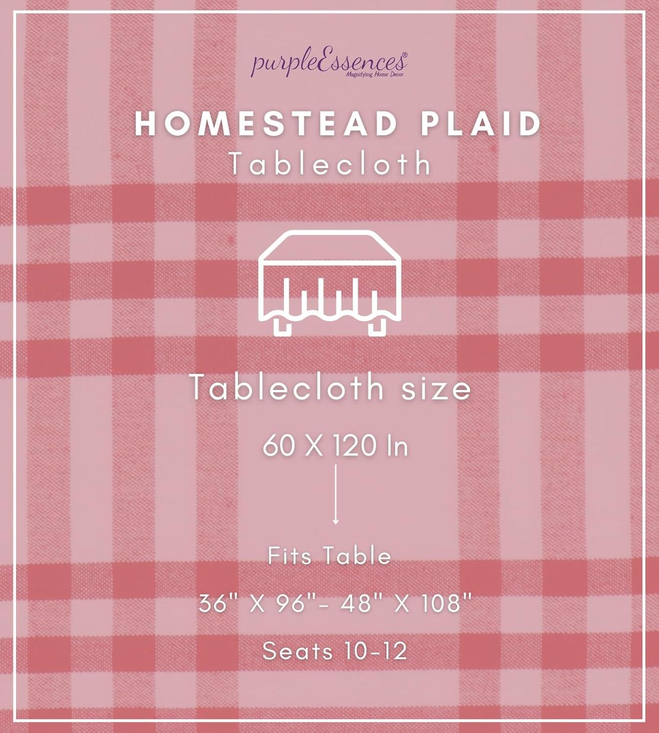 imagePurpleEssences 4th of July Buffalo Plaid Tablecloth Water Resistant Wipeable Washable Checkered Table Cloth for Outdoor Picnic Dining 52 x 52 Inch Labor Day Red Blue and WhiteHomestead Plaid RedWhite