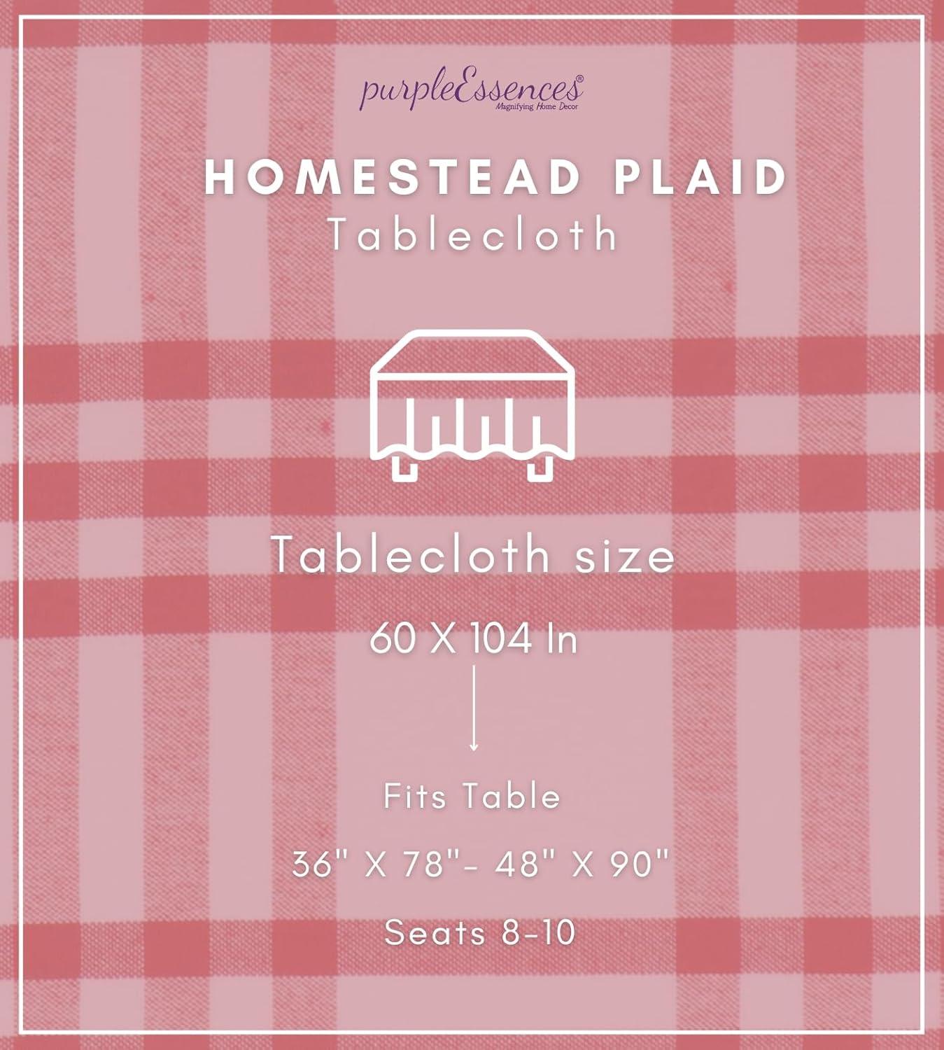 imagePurpleEssences 4th of July Buffalo Plaid Tablecloth Water Resistant Wipeable Washable Checkered Table Cloth for Outdoor Picnic Dining 52 x 52 Inch Labor Day Red Blue and WhiteHomestead Plaid RedWhite
