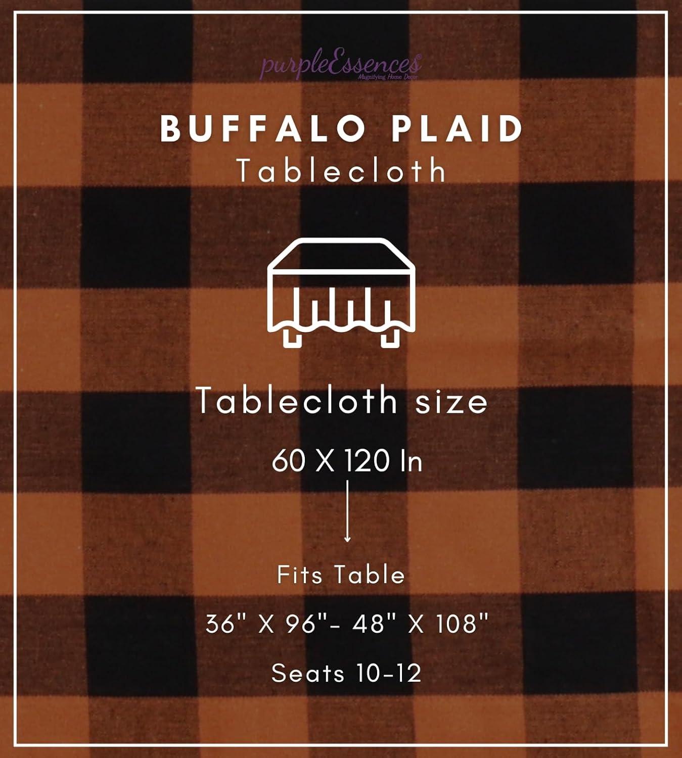 imagePurpleEssences 4th of July Buffalo Plaid Tablecloth Water Resistant Wipeable Washable Checkered Table Cloth for Outdoor Picnic Dining 52 x 52 Inch Labor Day Red Blue and WhiteBuffalo Plaid OrangeBlack
