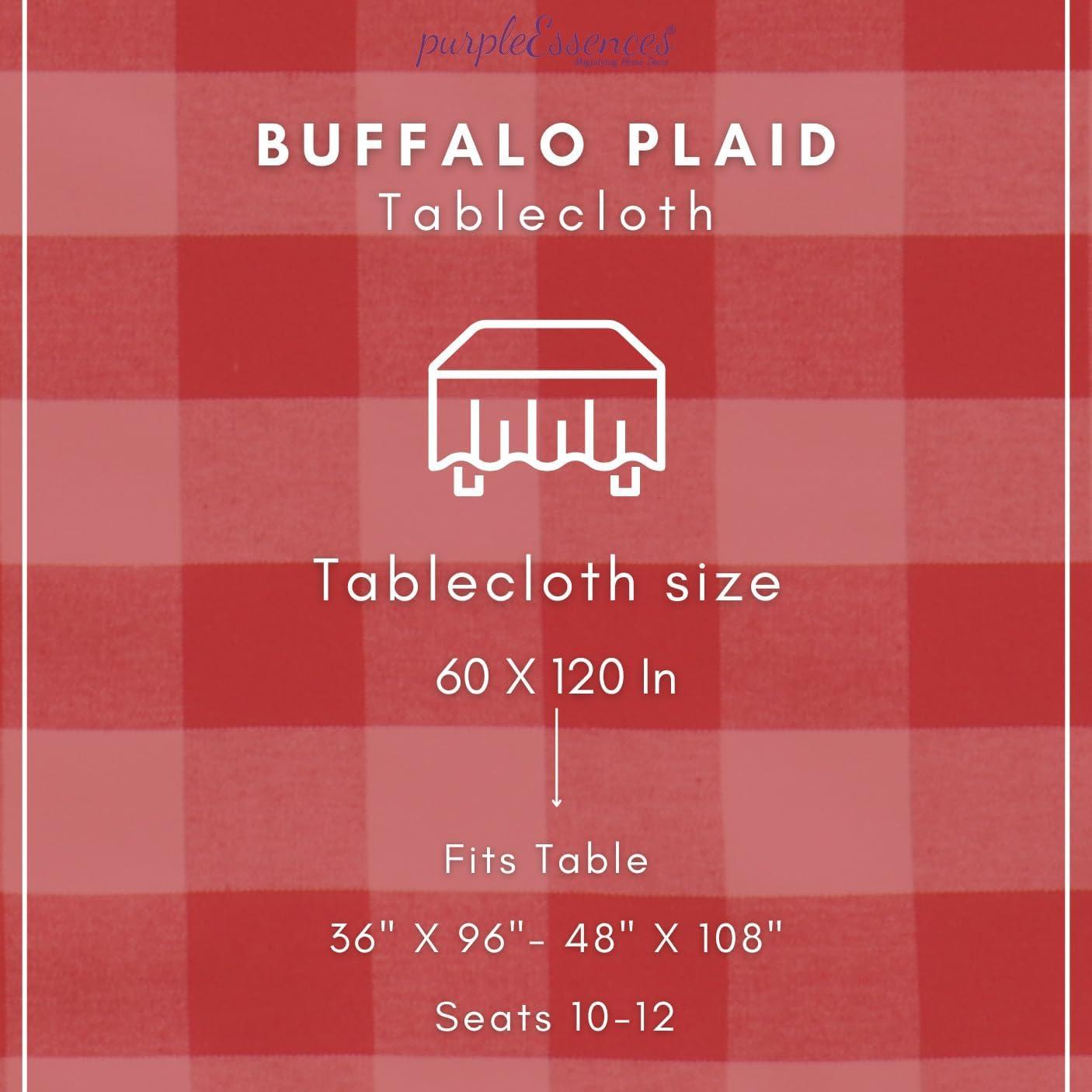 imagePurpleEssences 4th of July Buffalo Plaid Tablecloth Water Resistant Wipeable Washable Checkered Table Cloth for Outdoor Picnic Dining 52 x 52 Inch Labor Day Red Blue and WhiteBuffalo Plaid RedWhite