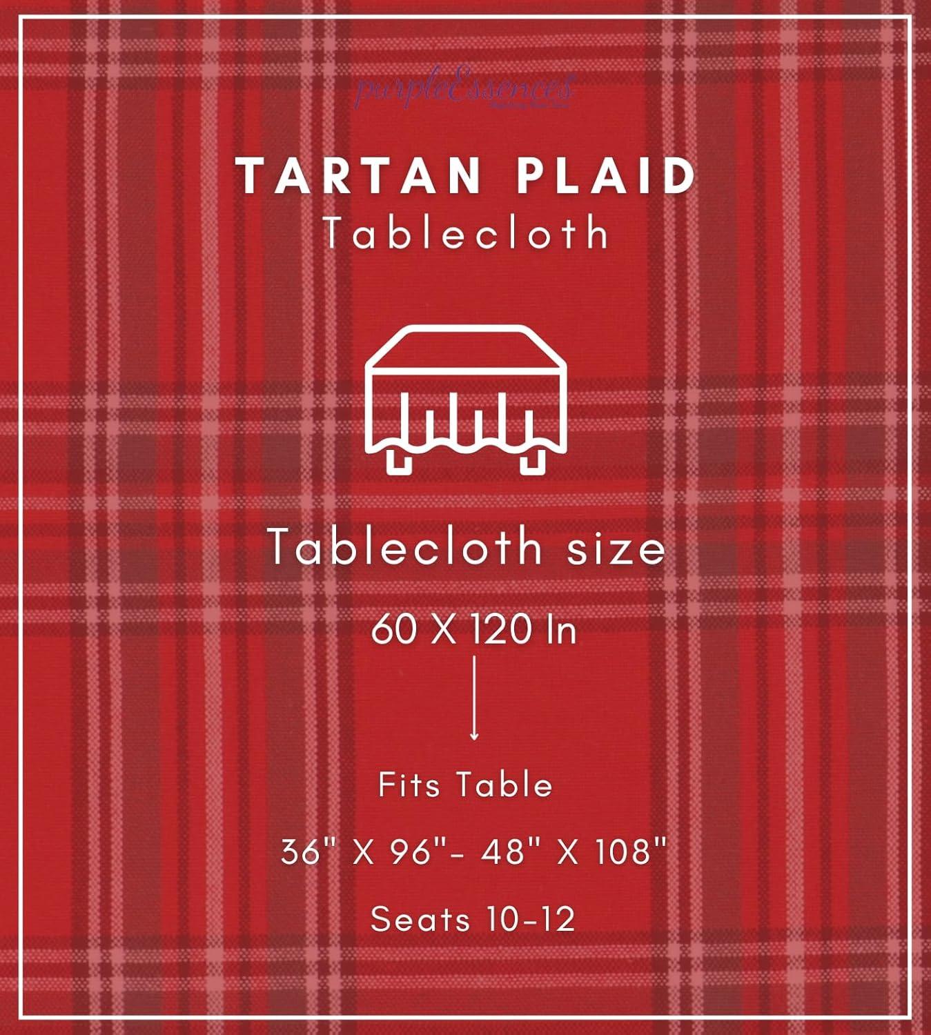 imagePurpleEssences 4th of July Buffalo Plaid Tablecloth Water Resistant Wipeable Washable Checkered Table Cloth for Outdoor Picnic Dining 52 x 52 Inch Labor Day Red Blue and WhiteTartan Plaid RedGreen