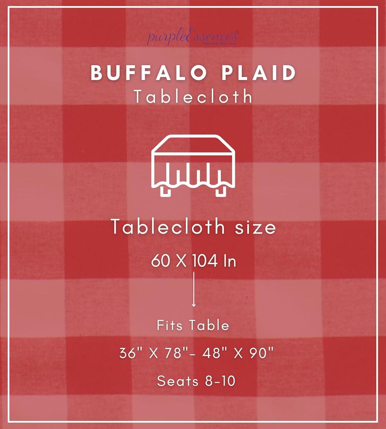 imagePurpleEssences 4th of July Buffalo Plaid Tablecloth Water Resistant Wipeable Washable Checkered Table Cloth for Outdoor Picnic Dining 52 x 52 Inch Labor Day Red Blue and WhiteBuffalo Plaid RedWhite