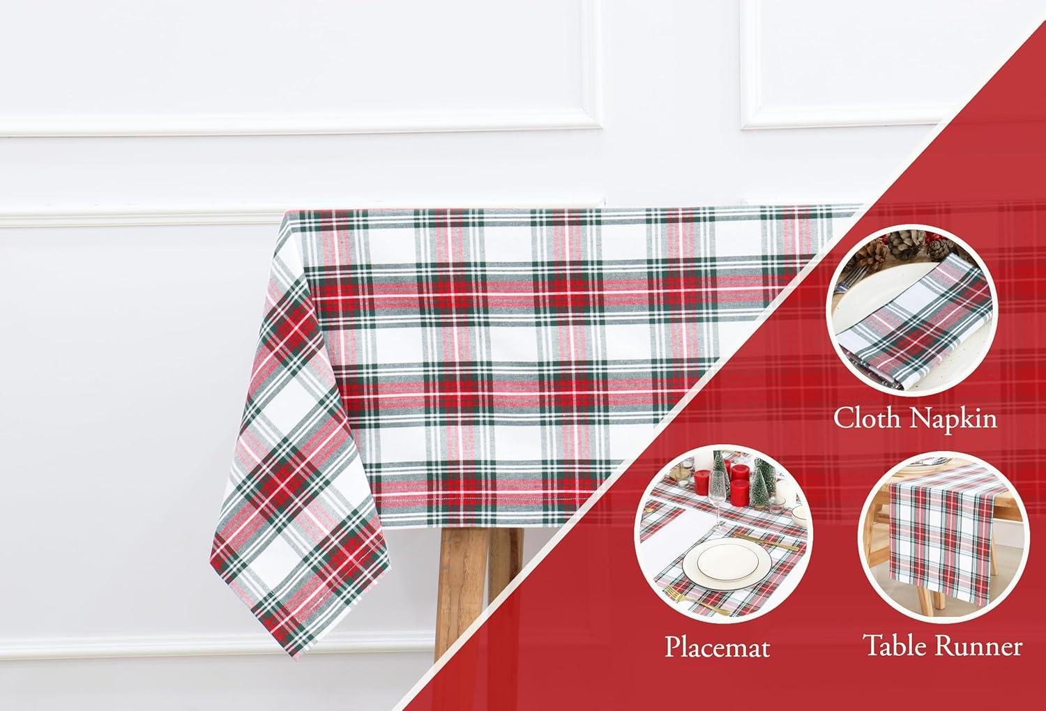 imagePurpleEssences 4th of July Buffalo Plaid Tablecloth Water Resistant Wipeable Washable Checkered Table Cloth for Outdoor Picnic Dining 52 x 52 Inch Labor Day Red Blue and WhiteTartan Plaid RedWhite
