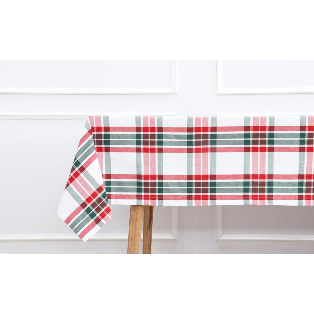 imagePurpleEssences 4th of July Buffalo Plaid Tablecloth Water Resistant Wipeable Washable Checkered Table Cloth for Outdoor Picnic Dining 52 x 52 Inch Labor Day Red Blue and WhiteHomestead Plaid RedGreenWhite
