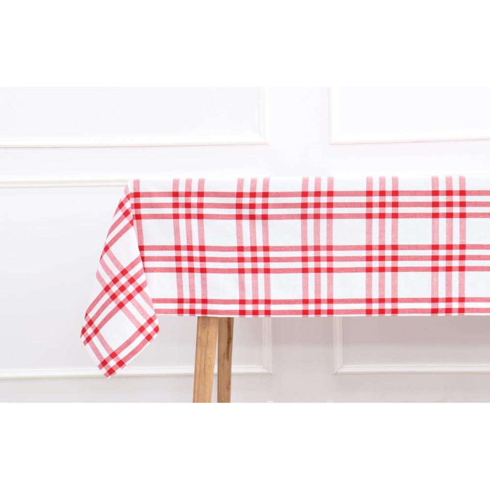 imagePurpleEssences 4th of July Buffalo Plaid Tablecloth Water Resistant Wipeable Washable Checkered Table Cloth for Outdoor Picnic Dining 52 x 52 Inch Labor Day Red Blue and WhiteHomestead Plaid RedWhite