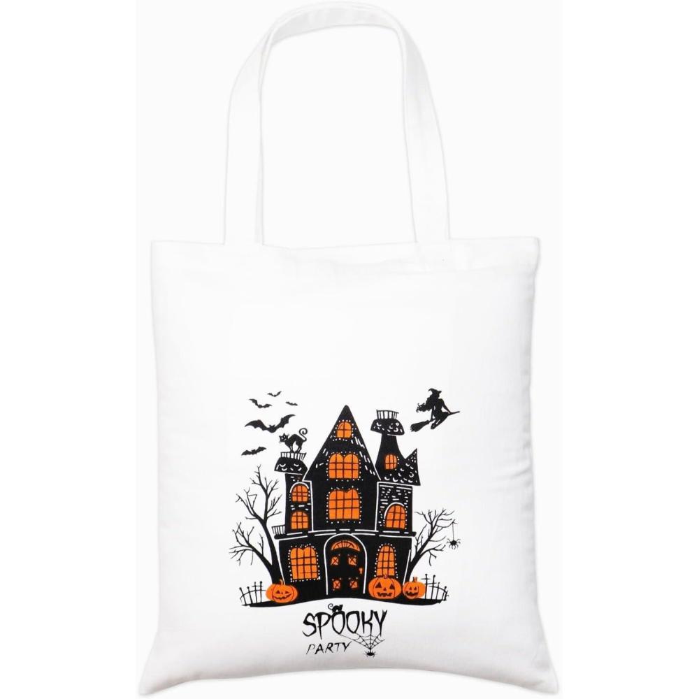 imagePurpleEssences Halloween Horror Tote Bag 14x16 Inch Reusable Cotton Canvas Bag with Inner Pouch Spooky Gifts for Kids AdultsSpooky Party