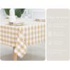 PurpleEssences 4th of July Buffalo Plaid Tablecloth – Water Resistant Wipeable Washable Checkered Table Cloth for Outdoor Picnic Dining – 52 x 52 Inch – Labor Day – Red Blue and White(Buffalo Plaid – Beige/White)