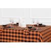 PurpleEssences 4th of July Buffalo Plaid Tablecloth – Water Resistant Wipeable Washable Checkered Table Cloth for Outdoor Picnic Dining – 52 x 52 Inch – Labor Day – Red Blue and White(Buffalo Plaid – Orange/Black)