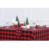 PurpleEssences 4th of July Buffalo Plaid Tablecloth – Water Resistant Wipeable Washable Checkered Table Cloth for Outdoor Picnic Dining – 52 x 52 Inch – Labor Day – Red Blue and White(Buffalo Plaid – Red/Black)