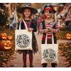 PurpleEssences Halloween Horror Tote Bag 14×16 Inch Reusable Cotton Canvas Bag with Inner Pouch, Spooky Gifts for Kids Adults(Skeleton – the Day)