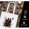 PurpleEssences Halloween Horror Tote Bag 14×16 Inch Reusable Cotton Canvas Bag with Inner Pouch, Spooky Gifts for Kids Adults(Spooky Party)