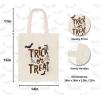 PurpleEssences Halloween Horror Tote Bag 14×16 Inch Reusable Cotton Canvas Bag with Inner Pouch, Spooky Gifts for Kids Adults(Trick Or Treat)