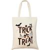PurpleEssences Halloween Horror Tote Bag 14×16 Inch Reusable Cotton Canvas Bag with Inner Pouch, Spooky Gifts for Kids Adults(Trick Or Treat)