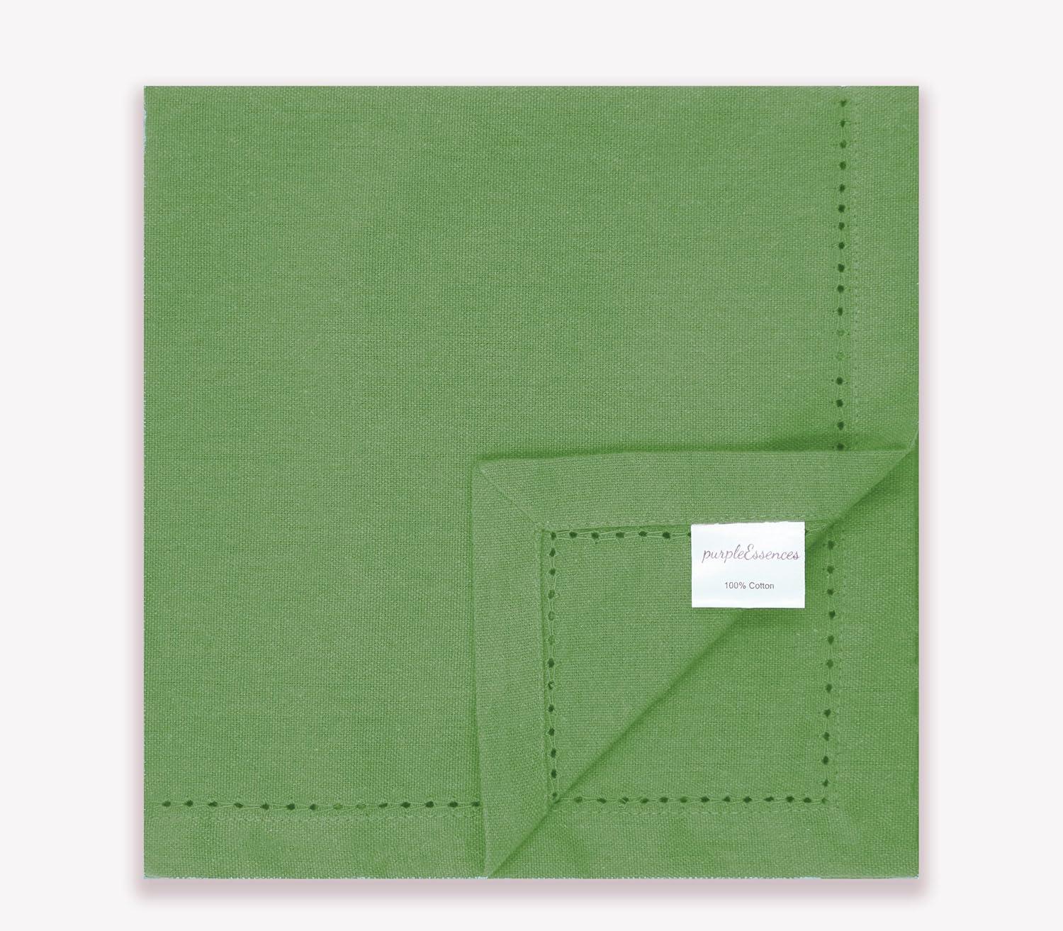 imagePurpleEssences Cloth Napkins 18 x 18 Inch Set of 12 Solid Napkins and Hemstitch Napkins Sage Green