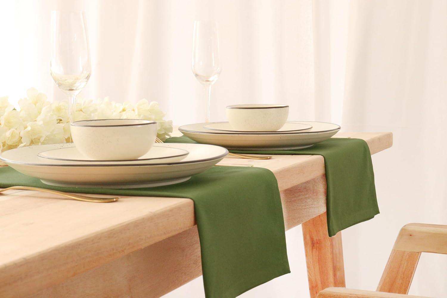 imagePurpleEssences Cloth Napkins 18 x 18 Inch Set of 12 Solid Napkins and Hemstitch Napkins Sage Green