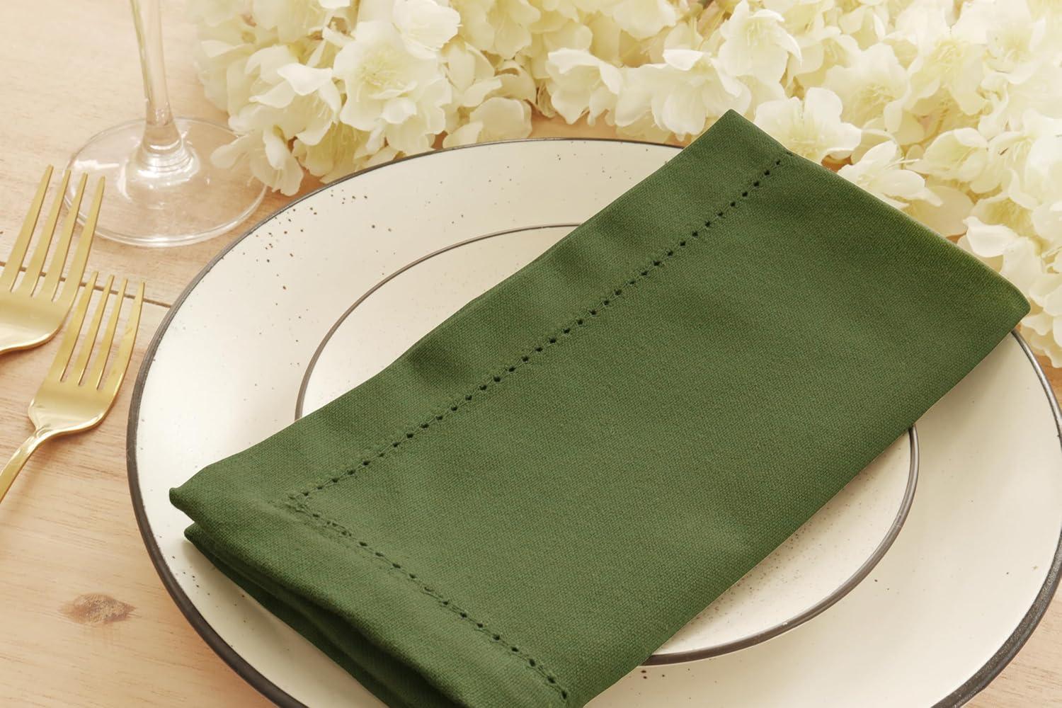 imagePurpleEssences Hemstitch Cloth Napkins Set of 1218 x 18 Inch Christmas Tree Napkins Set of 6 Sage Green