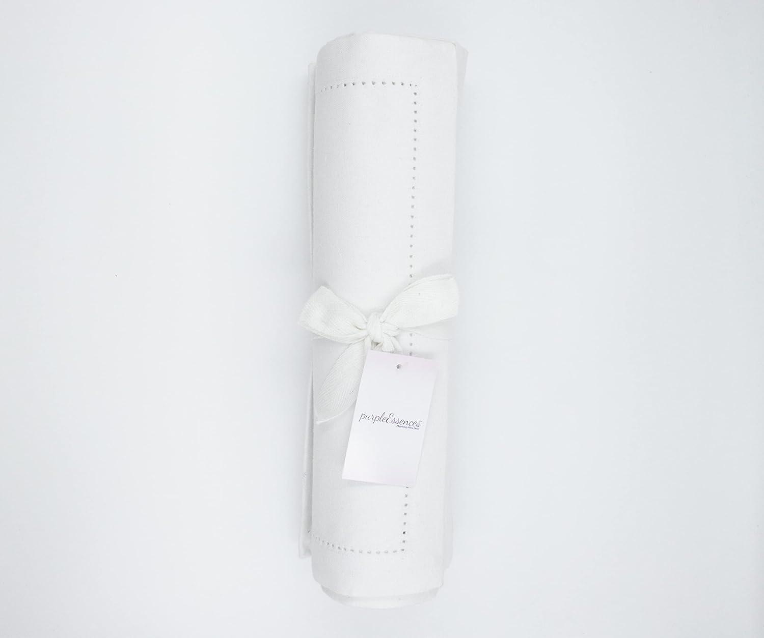 imagePurpleEssences Solid Hemstitch Placemat 4 PCS of Stain Resistant Spill Proof Place Mats Washable Placemats Set of 413x19 Inch  Fall Thanksgiving  WhiteWhite