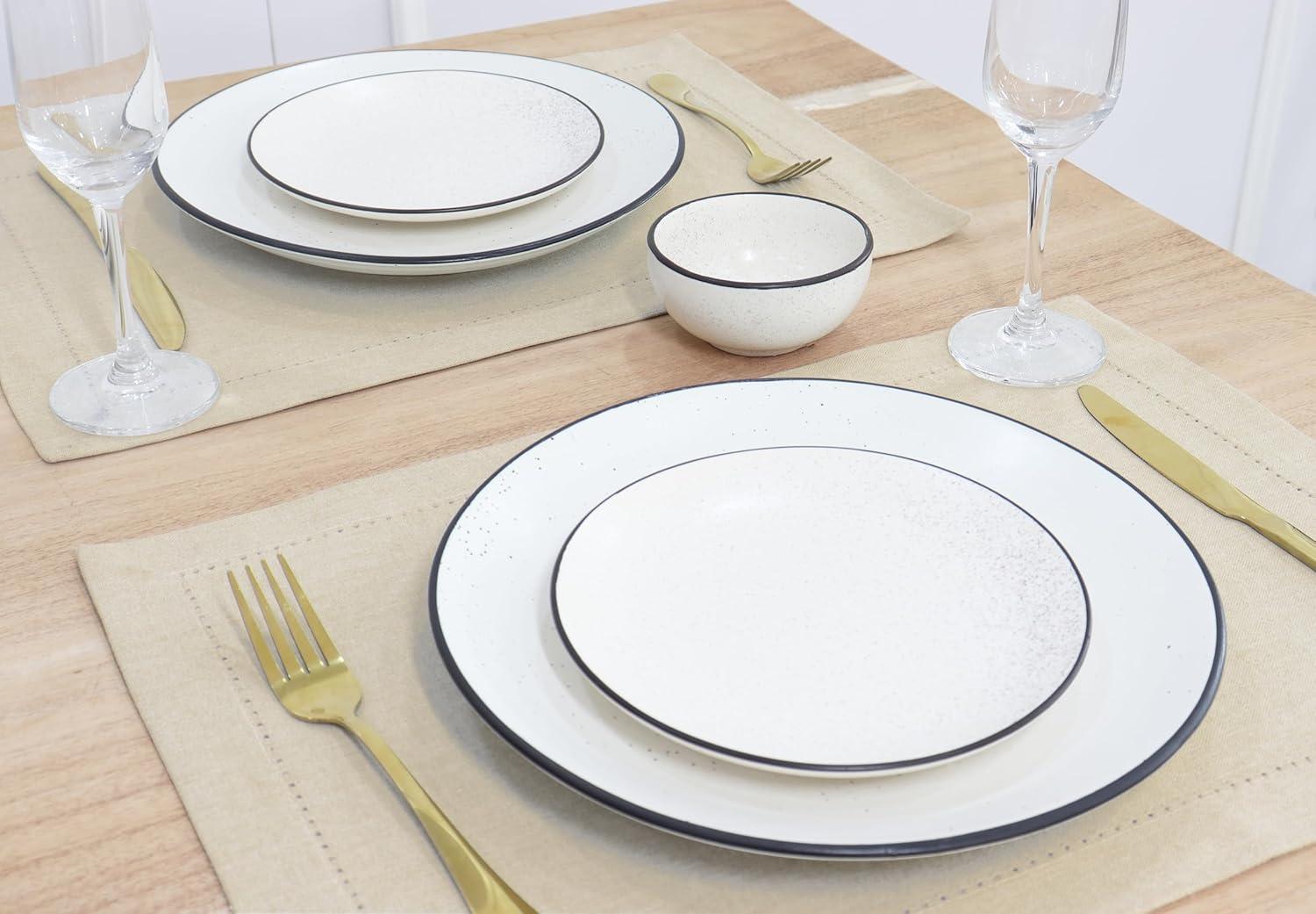 imagePurpleEssences Solid Hemstitch Placemat 4 PCS of Stain Resistant Spill Proof Place Mats Washable Placemats Set of 413x19 Inch  Fall Thanksgiving  WhiteRoyal Linen