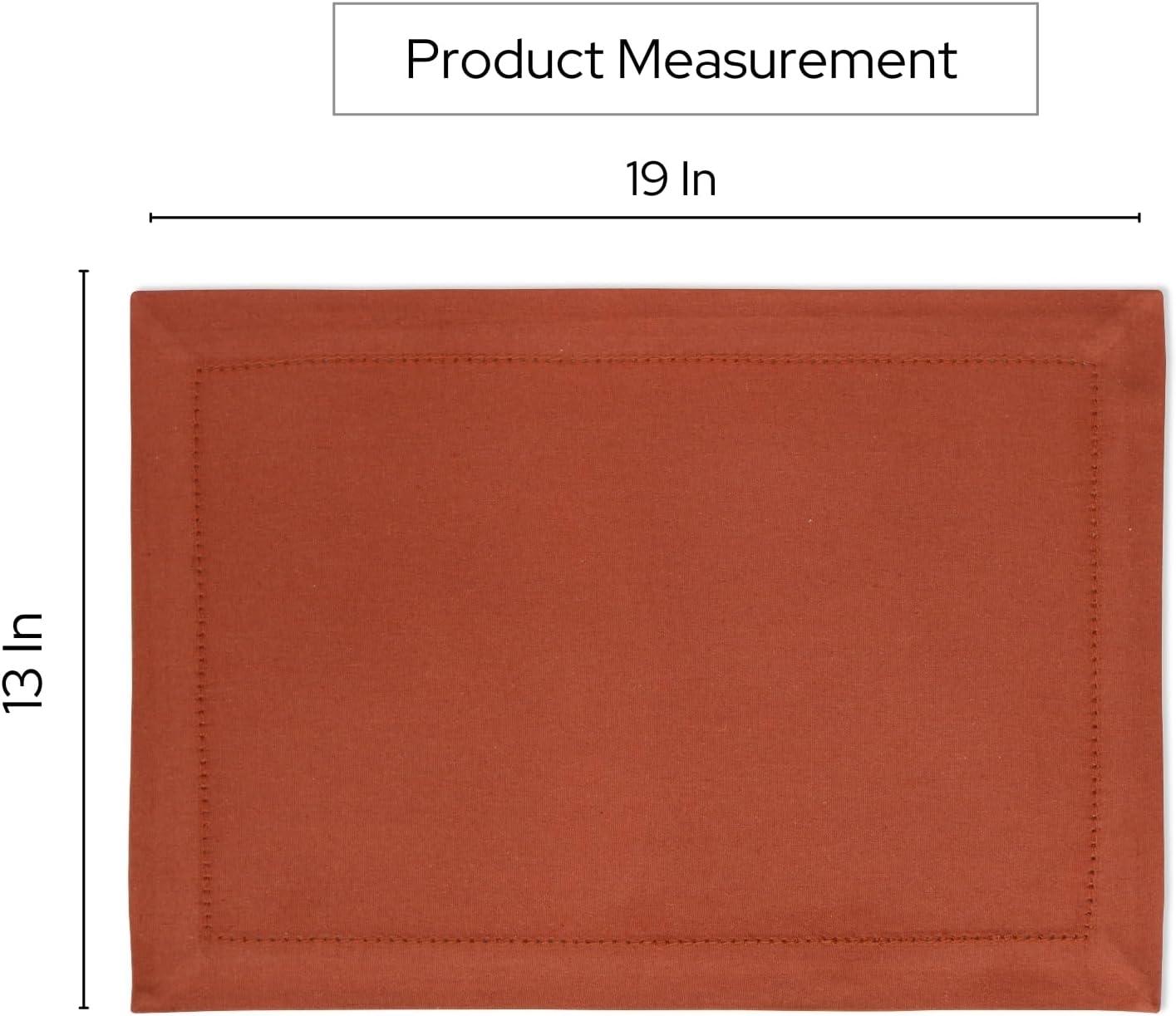 imagePurpleEssences Solid Hemstitch Placemat 4 PCS of Stain Resistant Spill Proof Place Mats Washable Placemats Set of 413x19 Inch  Fall Thanksgiving  WhiteRust