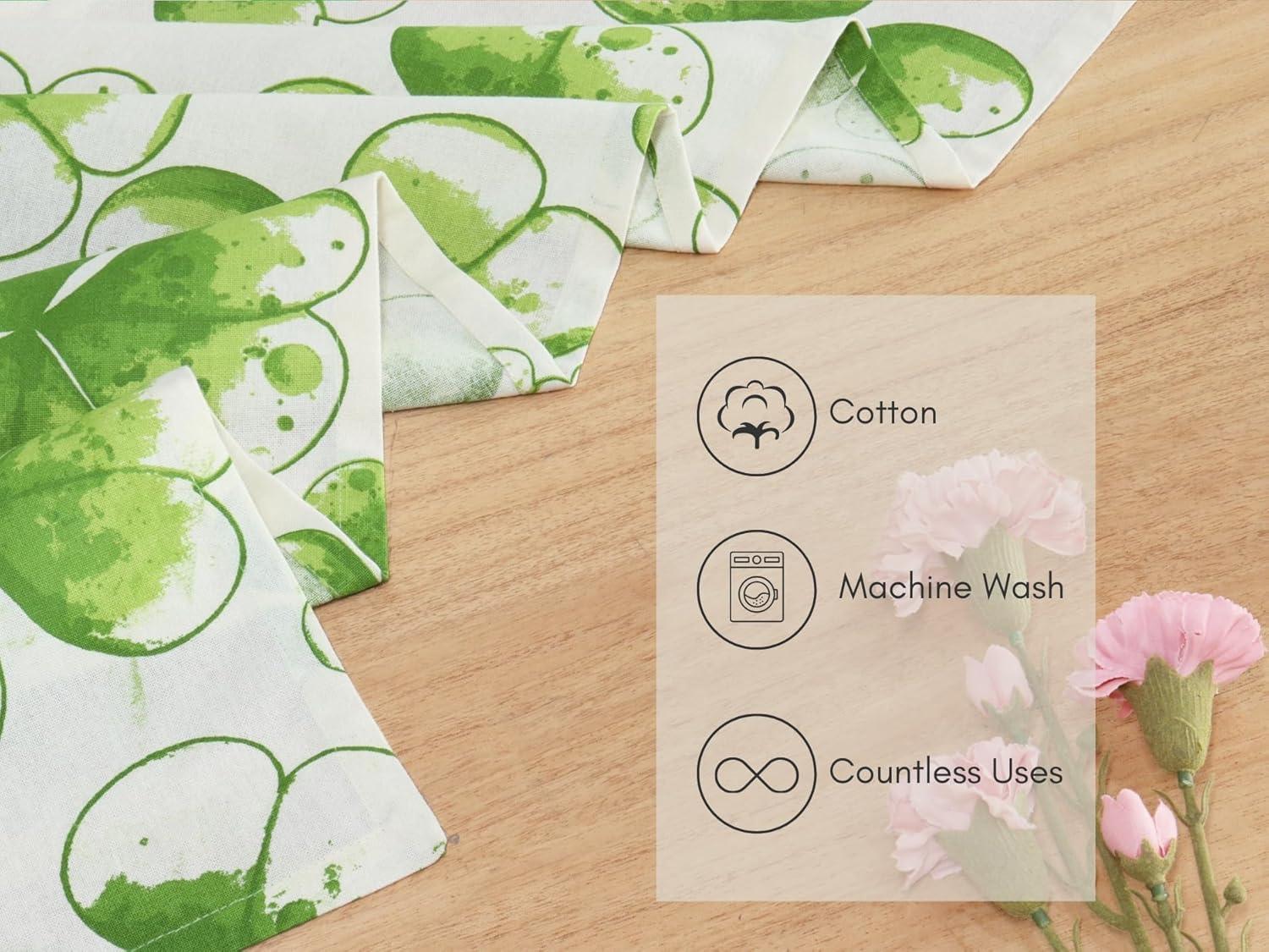 imagePurpleEssences St Patricks Day Table Runner Water Color Shamrocks 13 X 72 Inch and Set of 12 Hemstitch Cloth Dinner Napkins 18x18 Inches  100 Cotton  Sage Green