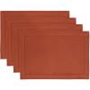 PurpleEssences Solid Hemstitch Placemat, 4 PCS of Stain Resistant Spill Proof Place Mats, Washable Placemats, Set of 4-13×19 Inch – Fall Thanksgiving – White(Rust)
