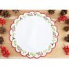 PurpleEssences Embroidered Christmas Round Placemats Set of 4, 15 Inch Dia Winter Round Table Mats for Holiday Dining Decoration – Red Green Edges Red(Red Green Edges Red)