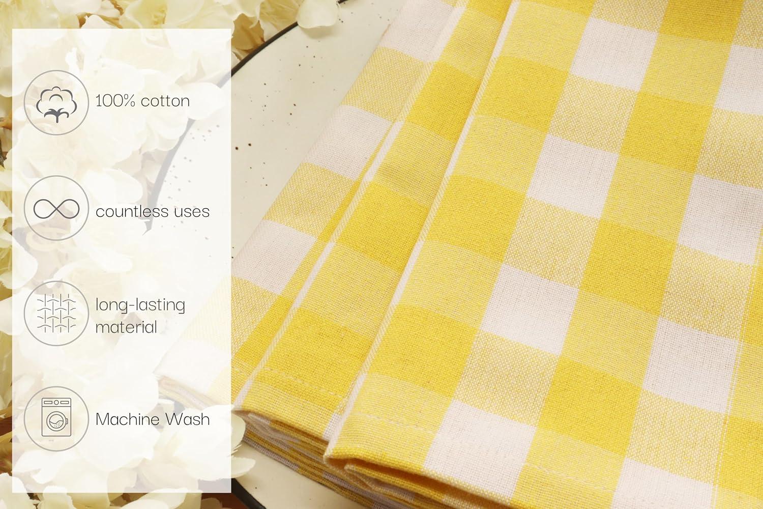 imagePurpleEssences Christmas Tartan Plaid Napkins 12 Pack 100 Cotton Cloth Napkins Scottish Tartan Xmas Holiday Winter Festive Celebration Soft Durable Washable 18x18 Inch GreenYellow White