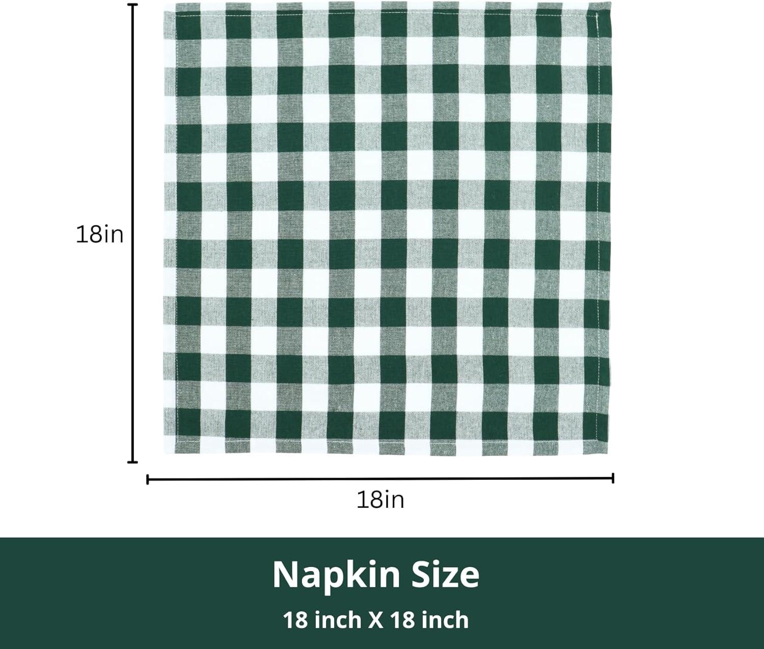 imagePurpleEssences Christmas Tartan Plaid Napkins 12 Pack 100 Cotton Cloth Napkins Scottish Tartan Xmas Holiday Winter Festive Celebration Soft Durable Washable 18x18 Inch GreenForest Green White
