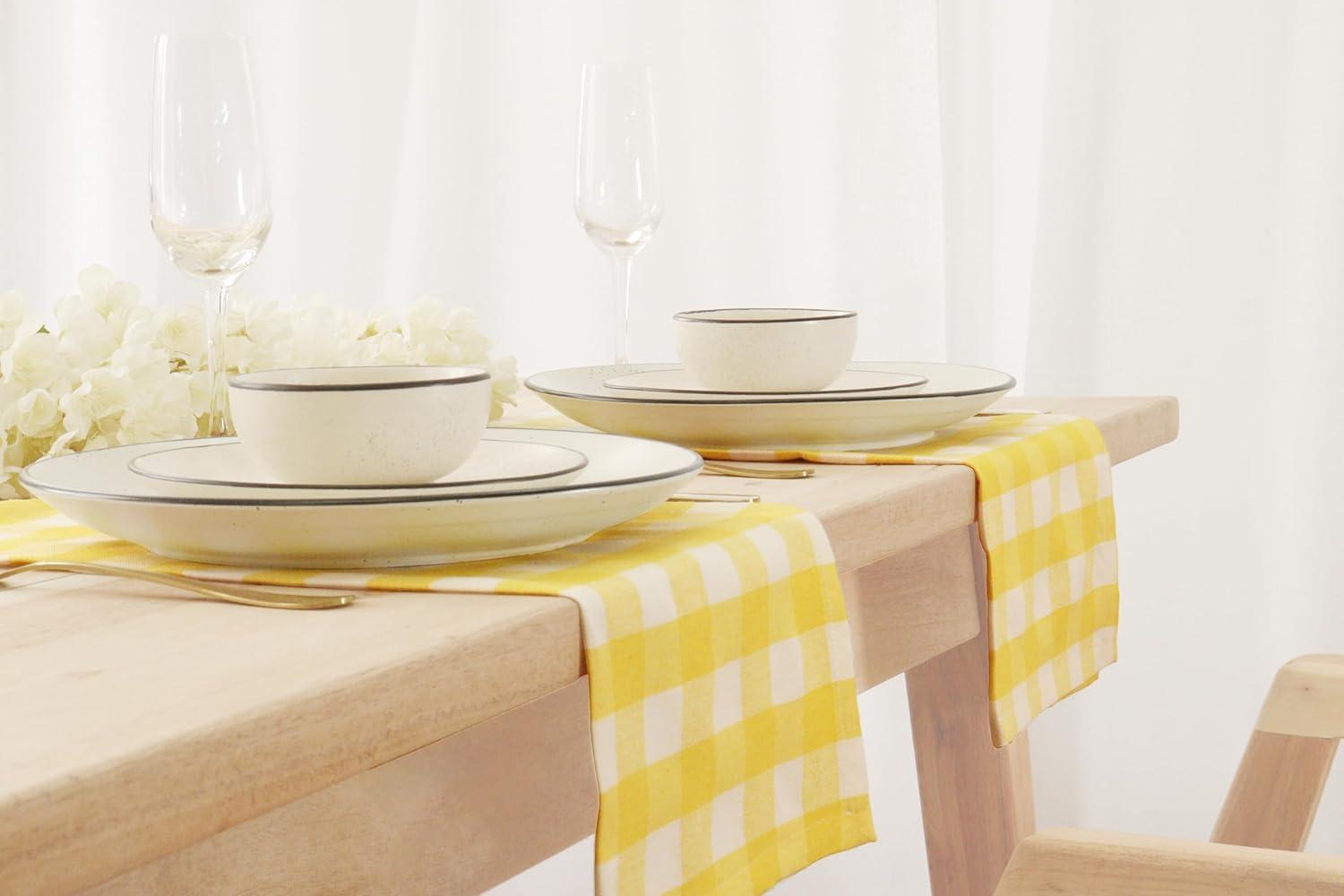 imagePurpleEssences Christmas Tartan Plaid Napkins 12 Pack 100 Cotton Cloth Napkins Scottish Tartan Xmas Holiday Winter Festive Celebration Soft Durable Washable 18x18 Inch GreenYellow White