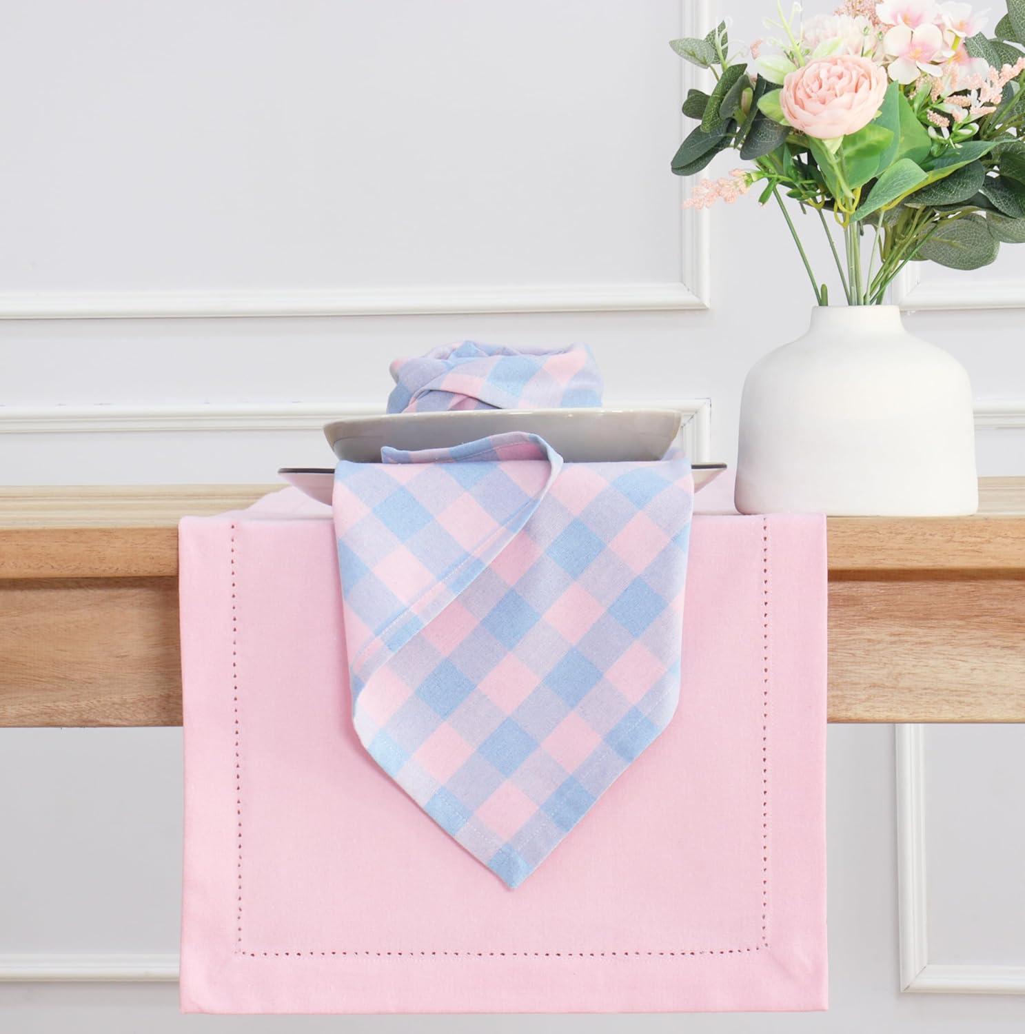 imagePurpleEssences Christmas Tartan Plaid Napkins 12 Pack 100 Cotton Cloth Napkins Scottish Tartan Xmas Holiday Winter Festive Celebration Soft Durable Washable 18x18 Inch GreenLight Blue Blush Pink