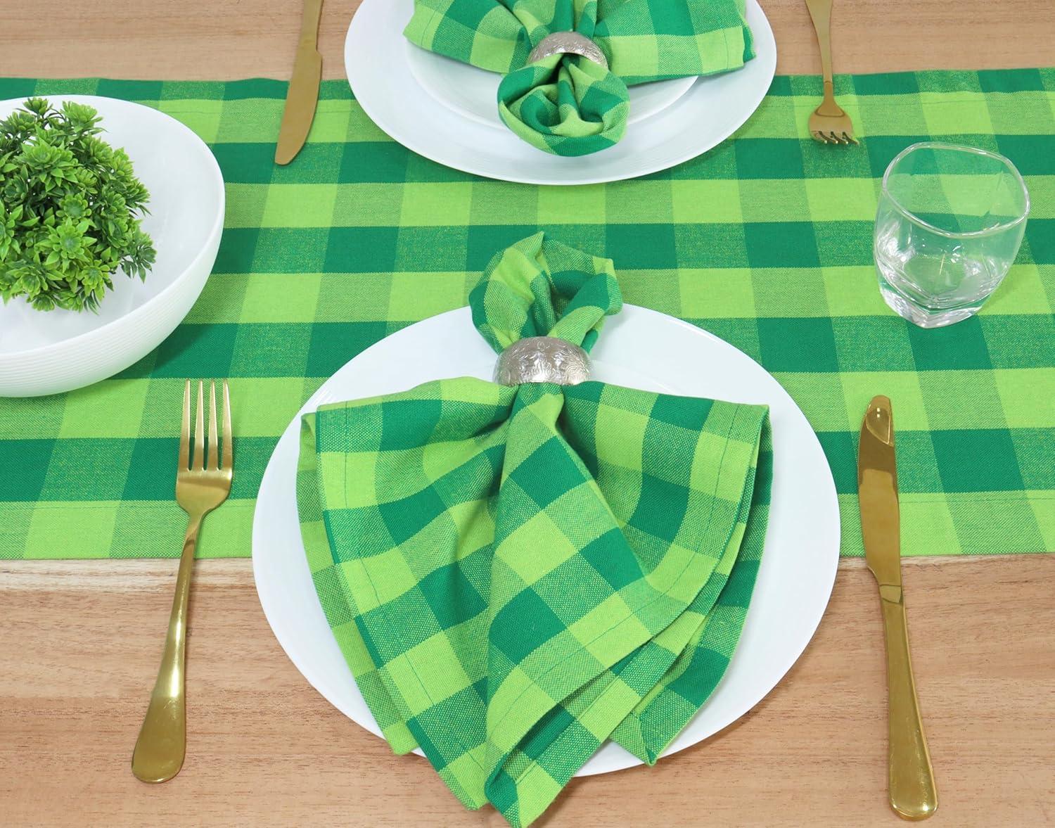 imagePurpleEssences Christmas Tartan Plaid Napkins 12 Pack 100 Cotton Cloth Napkins Scottish Tartan Xmas Holiday Winter Festive Celebration Soft Durable Washable 18x18 Inch GreenSt Patricks Green