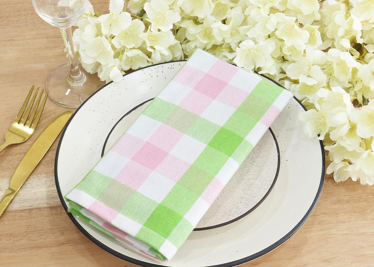 imagePurpleEssences Christmas Tartan Plaid Napkins 12 Pack 100 Cotton Cloth Napkins Scottish Tartan Xmas Holiday Winter Festive Celebration Soft Durable Washable 18x18 Inch GreenApple Green Blush Pink