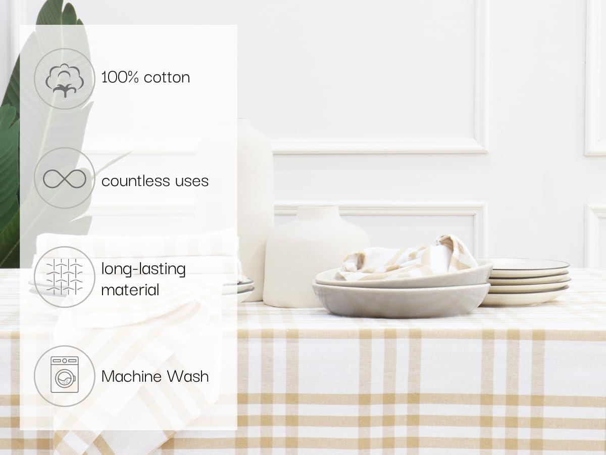 imagePurpleEssences Christmas Tartan Plaid Napkins 12 Pack 100 Cotton Cloth Napkins Scottish Tartan Xmas Holiday Winter Festive Celebration Soft Durable Washable 18x18 Inch GreenHomestead Plaid BeigeWhite