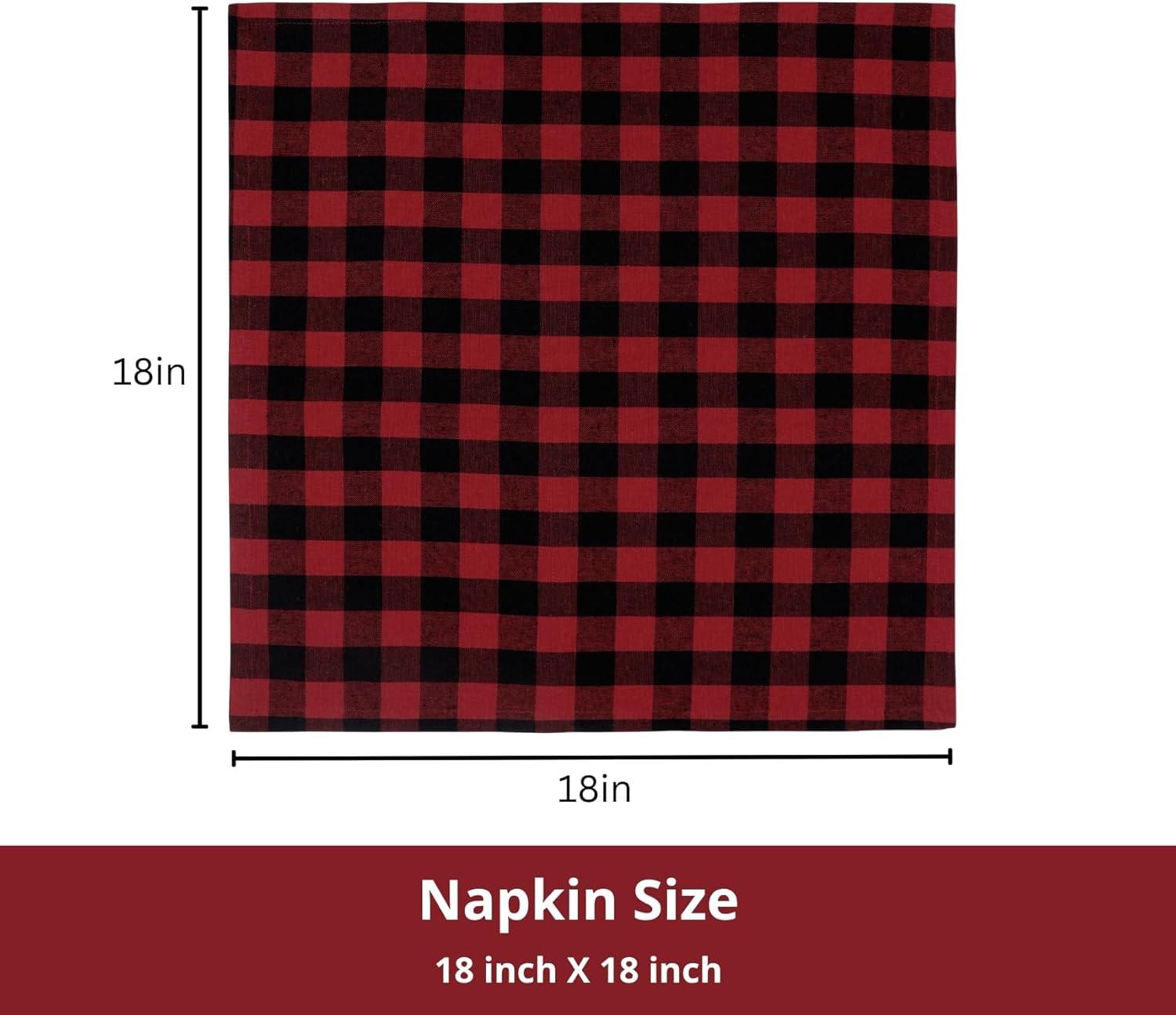 imagePurpleEssences Christmas Tartan Plaid Napkins 12 Pack 100 Cotton Cloth Napkins Scottish Tartan Xmas Holiday Winter Festive Celebration Soft Durable Washable 18x18 Inch GreenRed Black