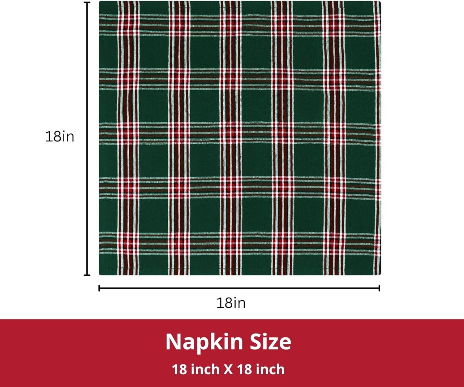 imagePurpleEssences Christmas Tartan Plaid Napkins 12 Pack 100 Cotton Cloth Napkins Scottish Tartan Xmas Holiday Winter Festive Celebration Soft Durable Washable 18x18 Inch GreenTartan Plaid Green
